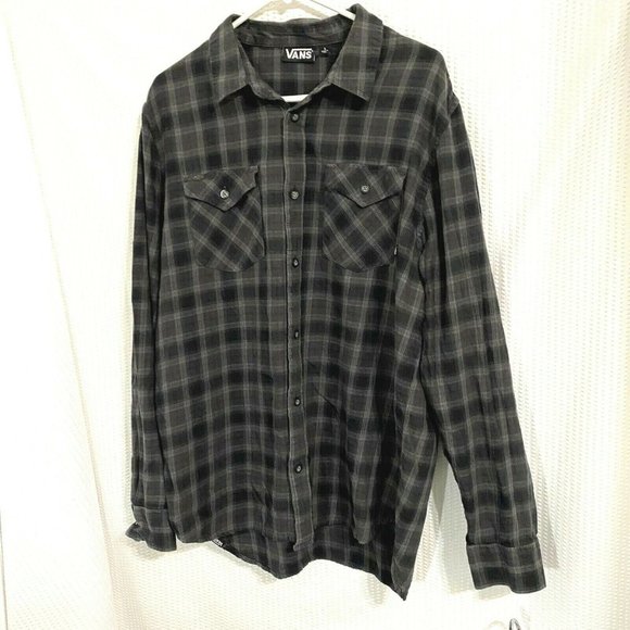 VANS Other - Vans Mens Flannel Plaid Shirt Cotton Gray Black